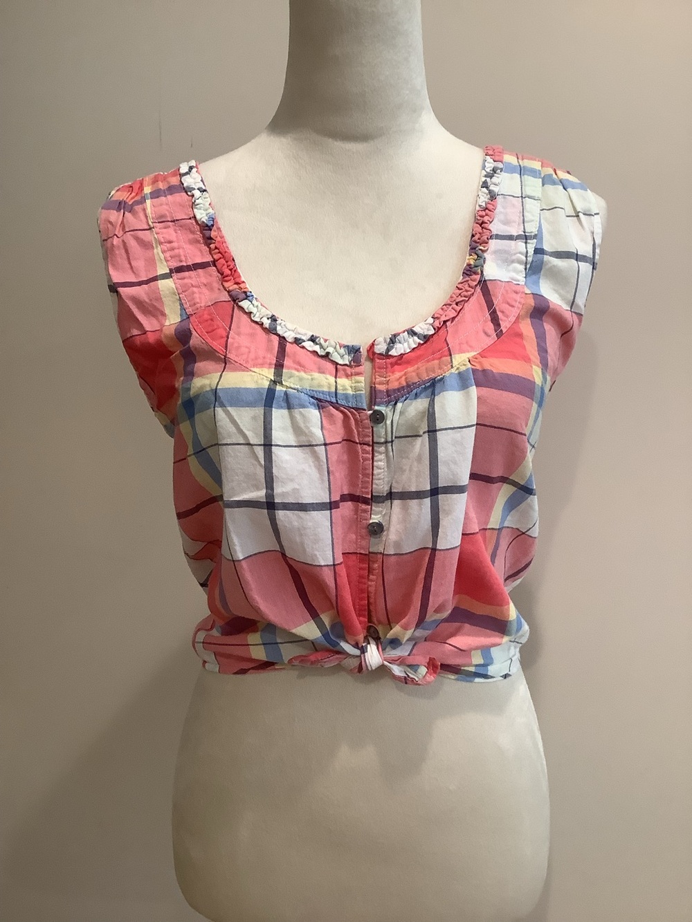 Abercrombie & Fitch Plaid Sleeveless Crop Top Size S, Pre-owned